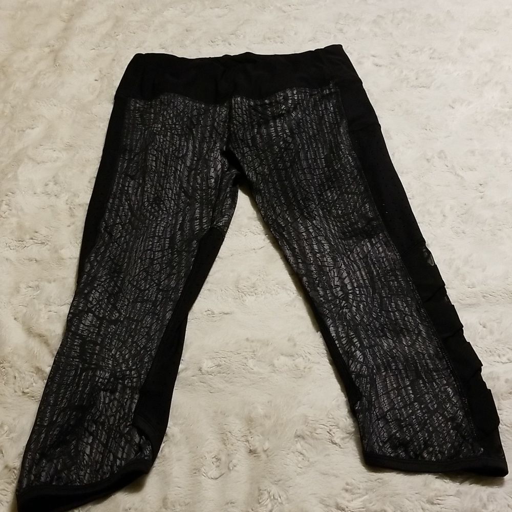 RBX Performance Cropped Leggings Women's Large Black Geometric Active